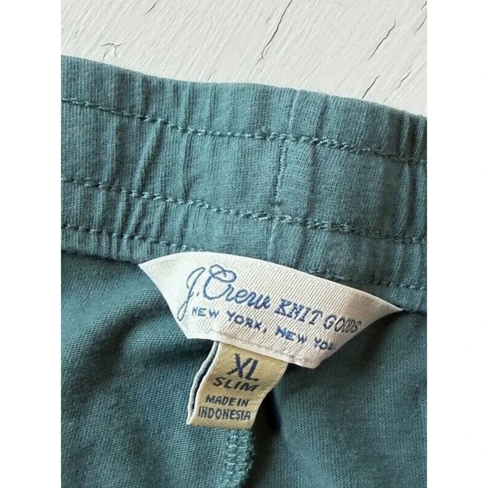 J Crew‎ Knit Goods Mens Drawstring Soft Jogger Pants Green Cotton XL Slim